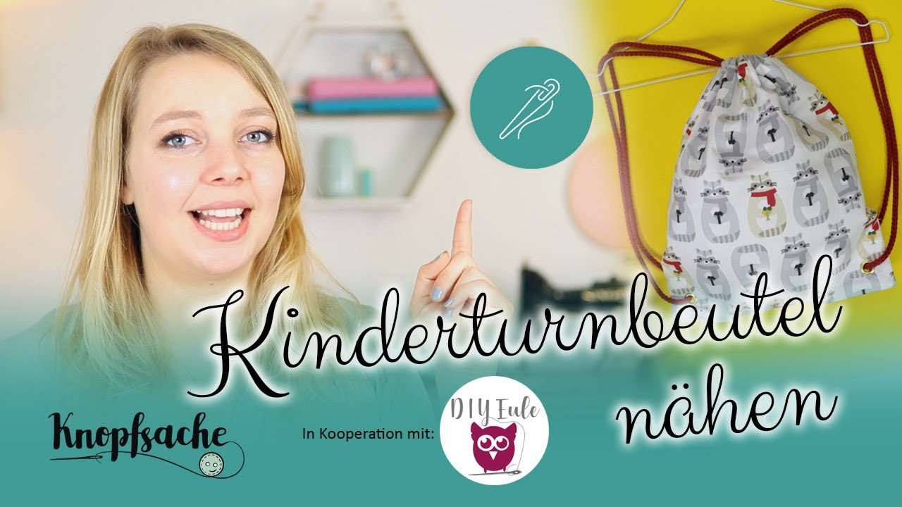 Einfacher Kinderturnbeutel mit DIY Eule I Nähen für Anfänger