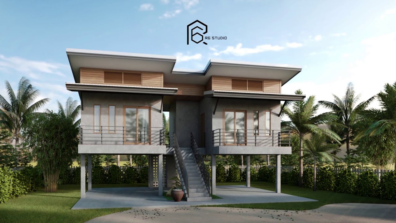 บ้านสวน บ้านพักชนบท ยกใต้ถุน 2 เมตร [แบบบ้าน ไอเดียบ้าน] [ NO.01-R6studioR6 ]
