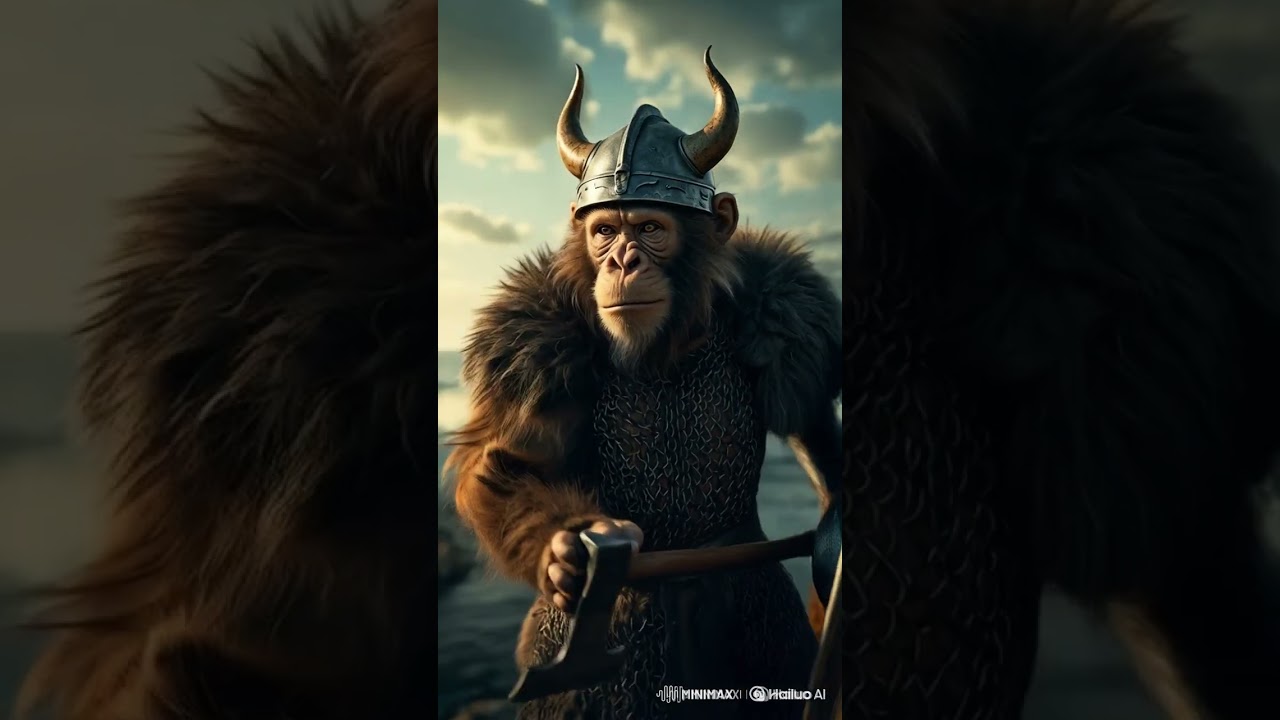 the viking monkey looks and sees enemies