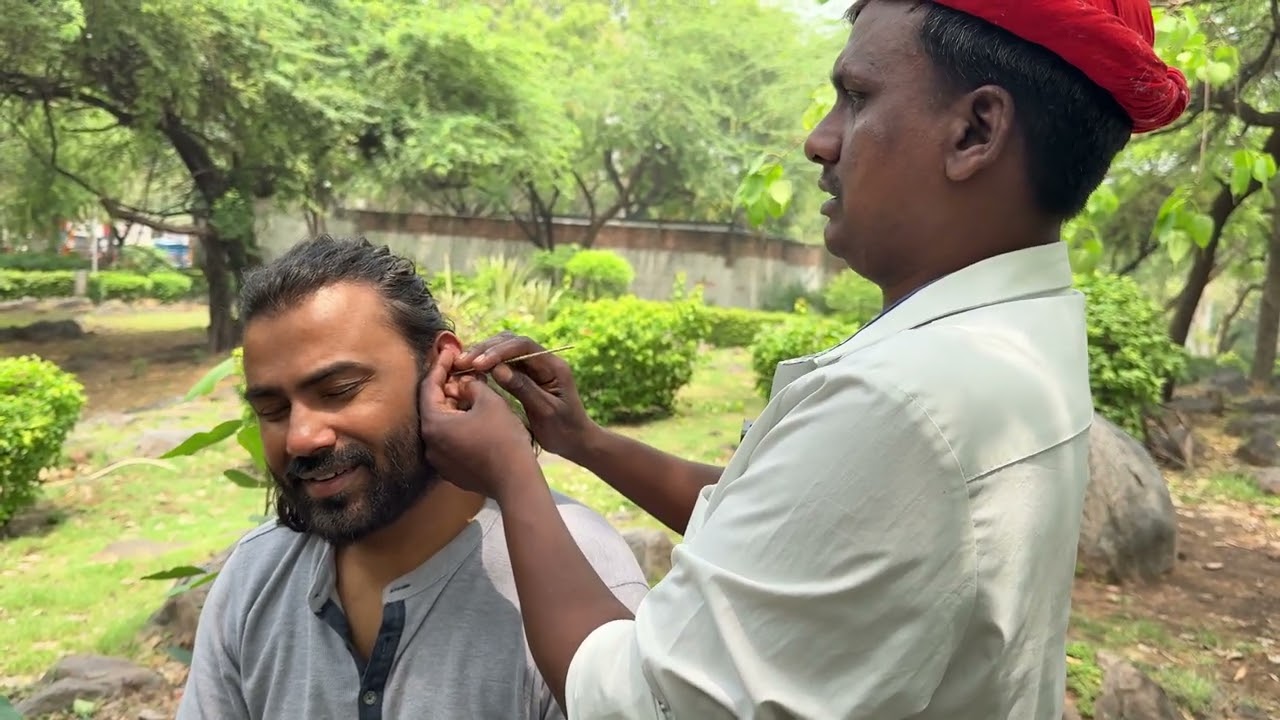 Ear cleaning at Indian street! I Ear cleaning ASMR I Street Barber 💈