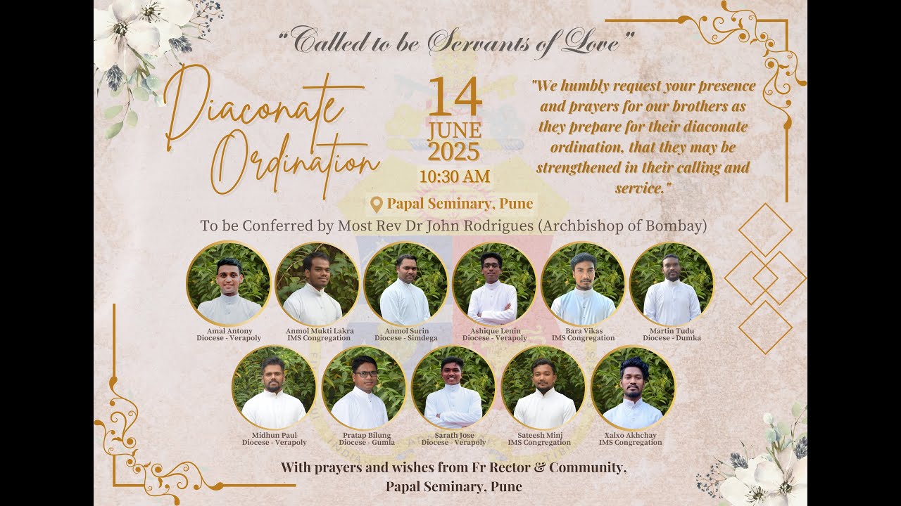 Diaconate Ordination 2025 | 14 June  | Papal Seminary, Pune