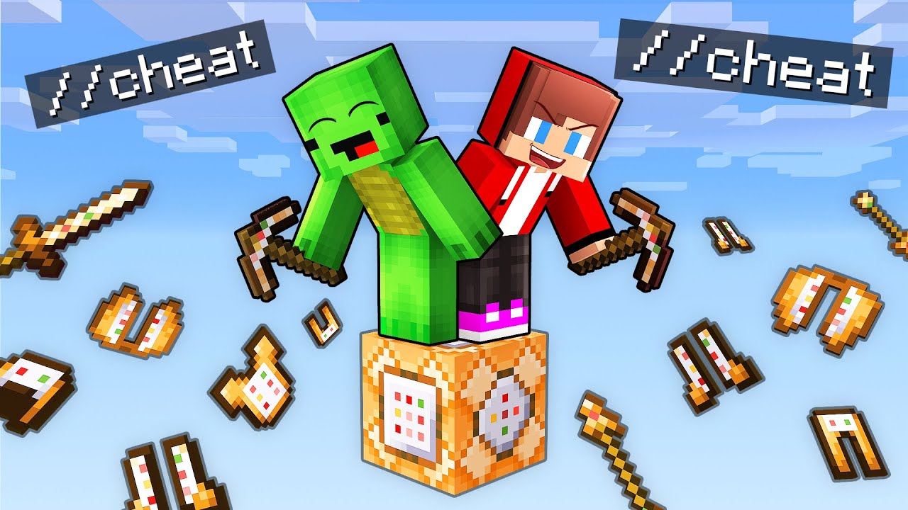 Mikey and JJ Survive On One Command Block in Minecraft (Maizen)