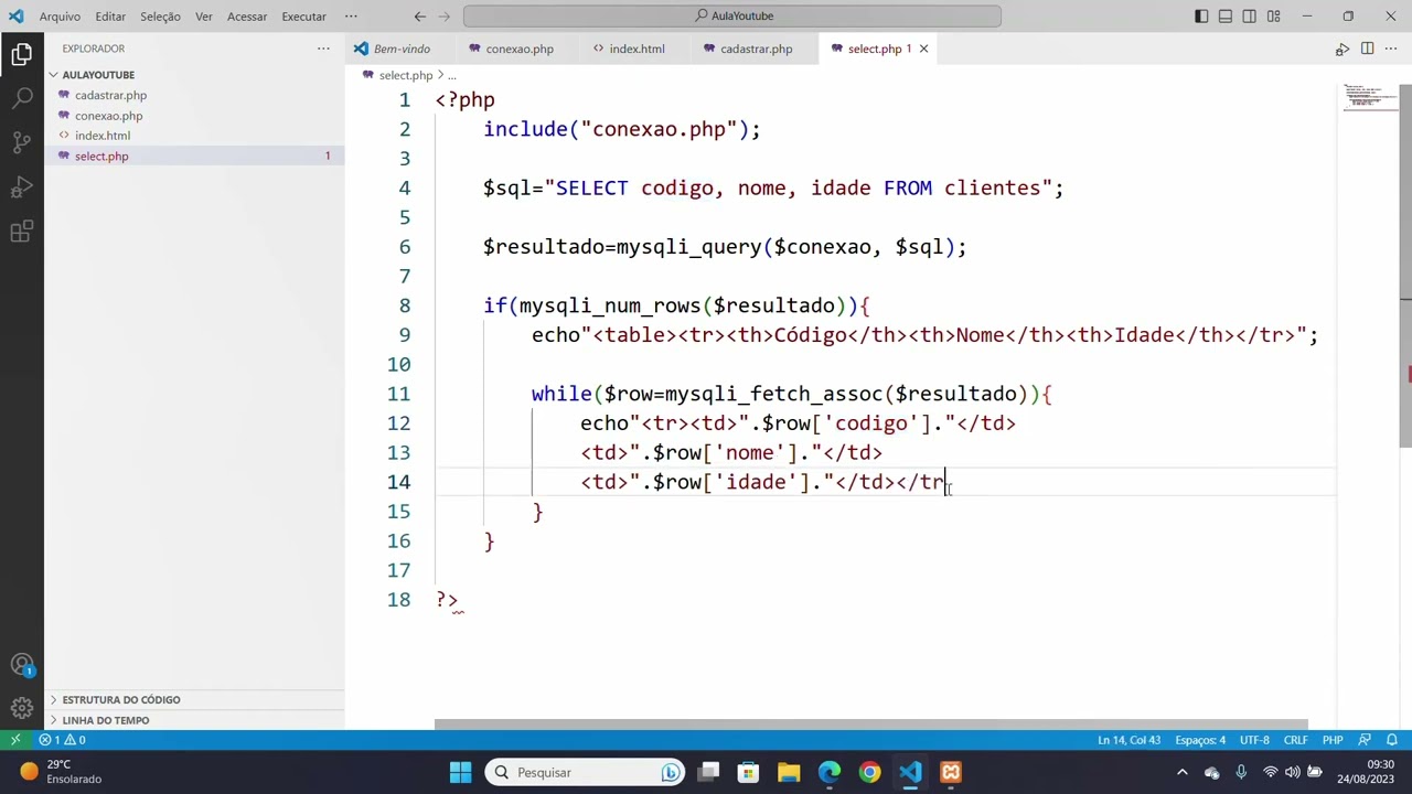 Seleção de Clientes - PHP e Banco de dados MySQL
