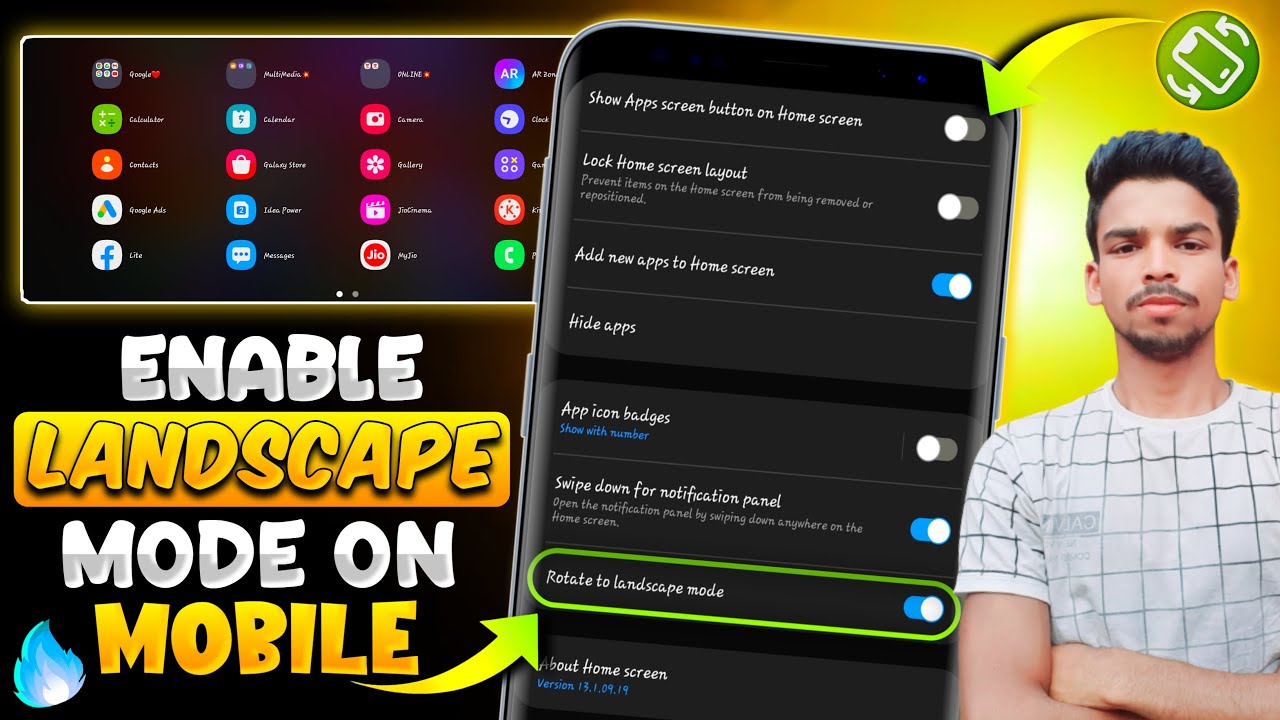 How To Enable Landscape Mode On Android Mobile 2023||Samsung Mobile Me Landscape Mode On Kaise kare💥