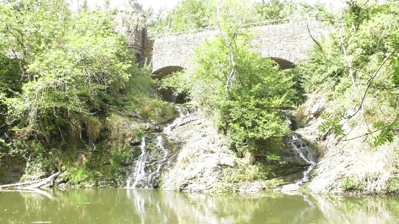almost dry Elztal waterfall in summer, both sides