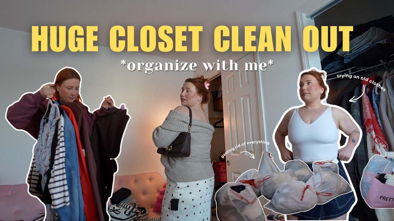 FULL CLOSET CLEAN OUT (decluttering & trying on/getting rid of clothes)