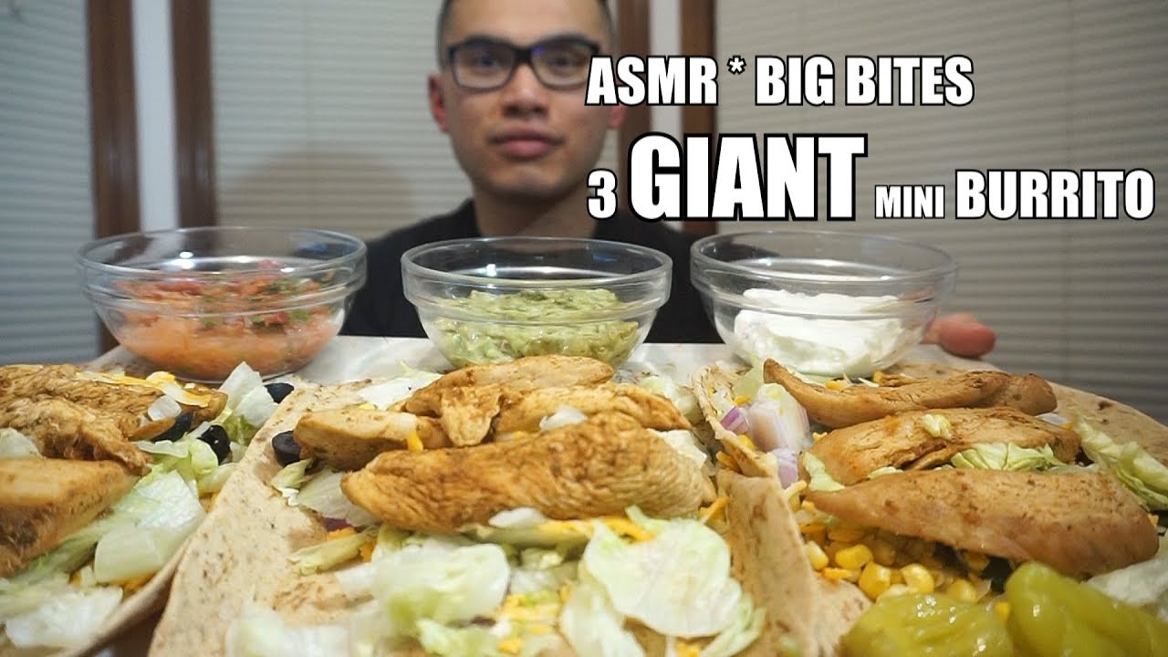 ASMR- 3 GIANT mini BURRITO *BIG BITES * NO TALKING