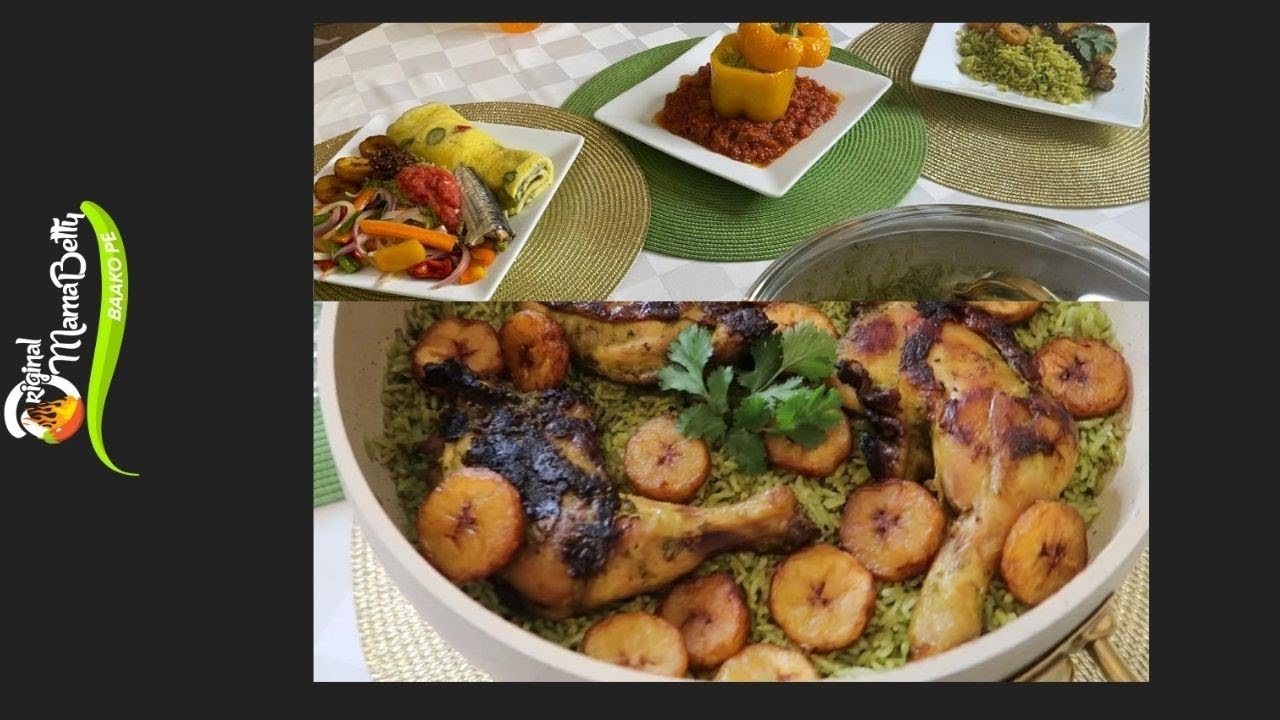 GREEN RICE SERVED WITH CHICKEN AND OTHER SIDES BY GLORIA- CONTESTANT 5: WOMEN COOKING COMPETITION