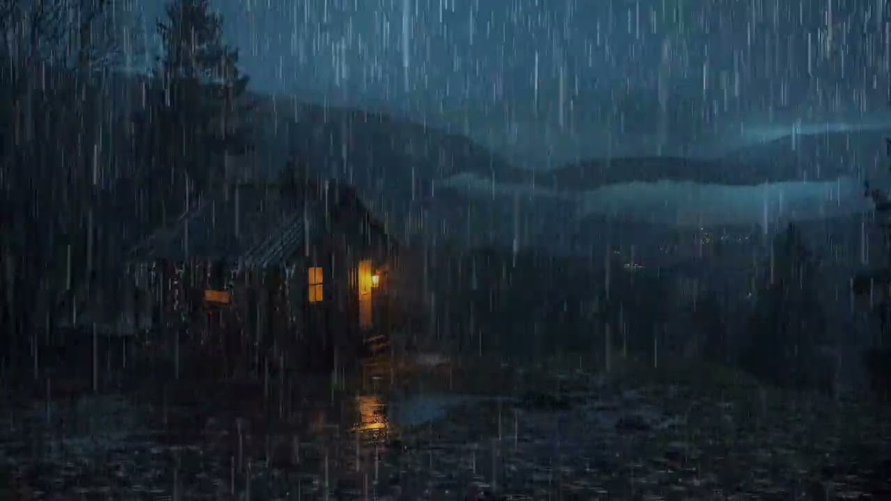 Relieve & Goodbye Stress with Heavy Rain and Thunder on a Tin Roof at Night, White Noise Help Relax.