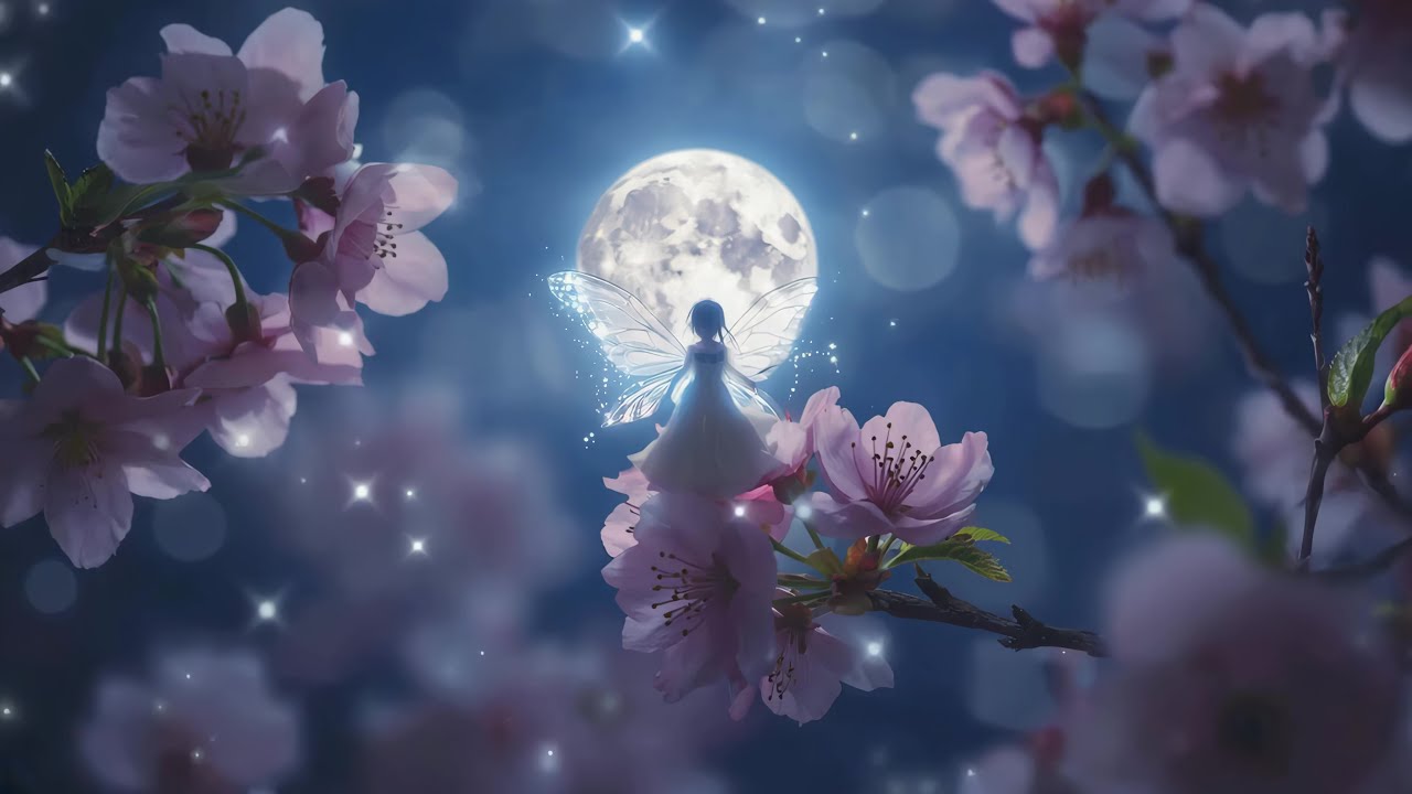 Fairy and Moonlit Cherry Blossoms - Moonlight Fantasy