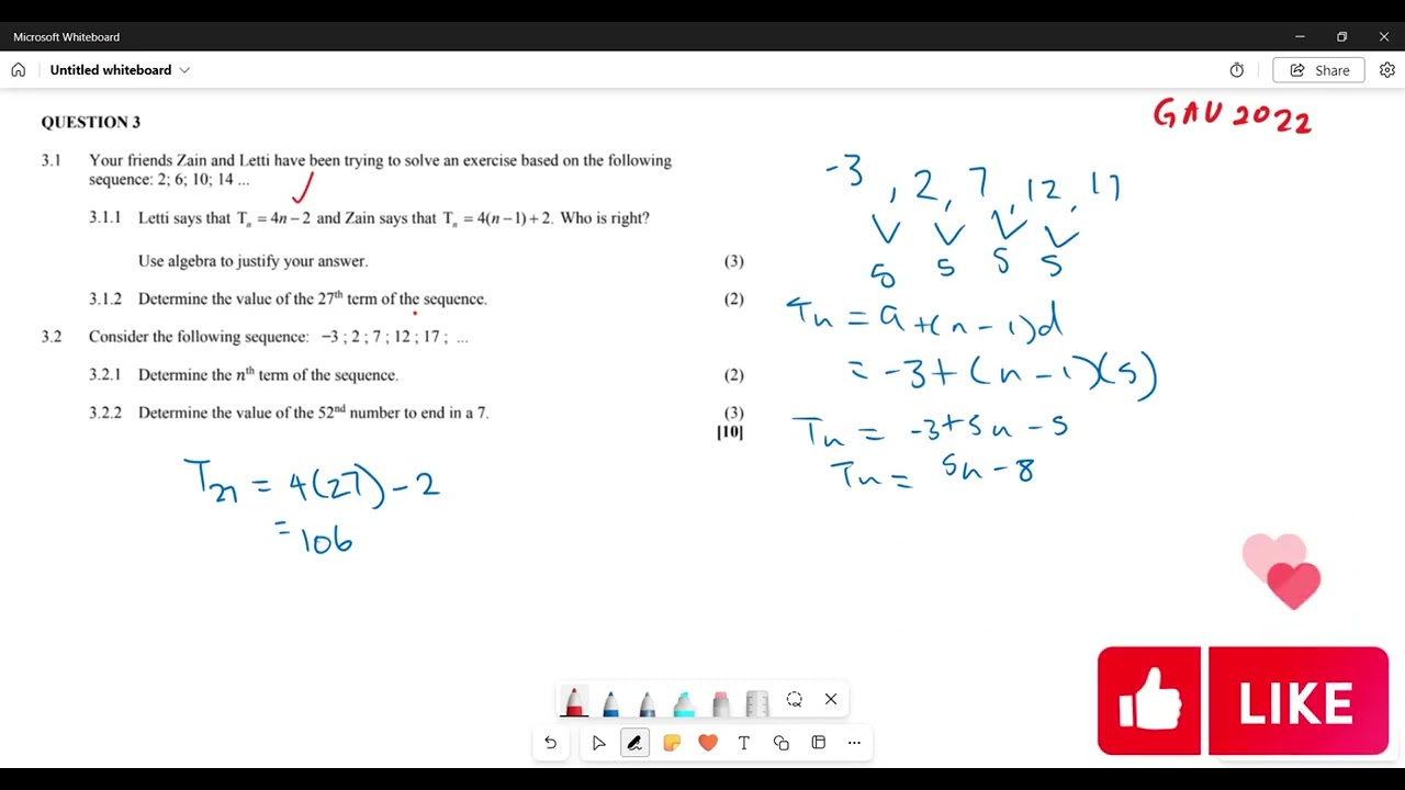 NUMBER PATTERNS GRADE10 | ARITHMATIC PATTERN | GAUTENG 2022 EXAM