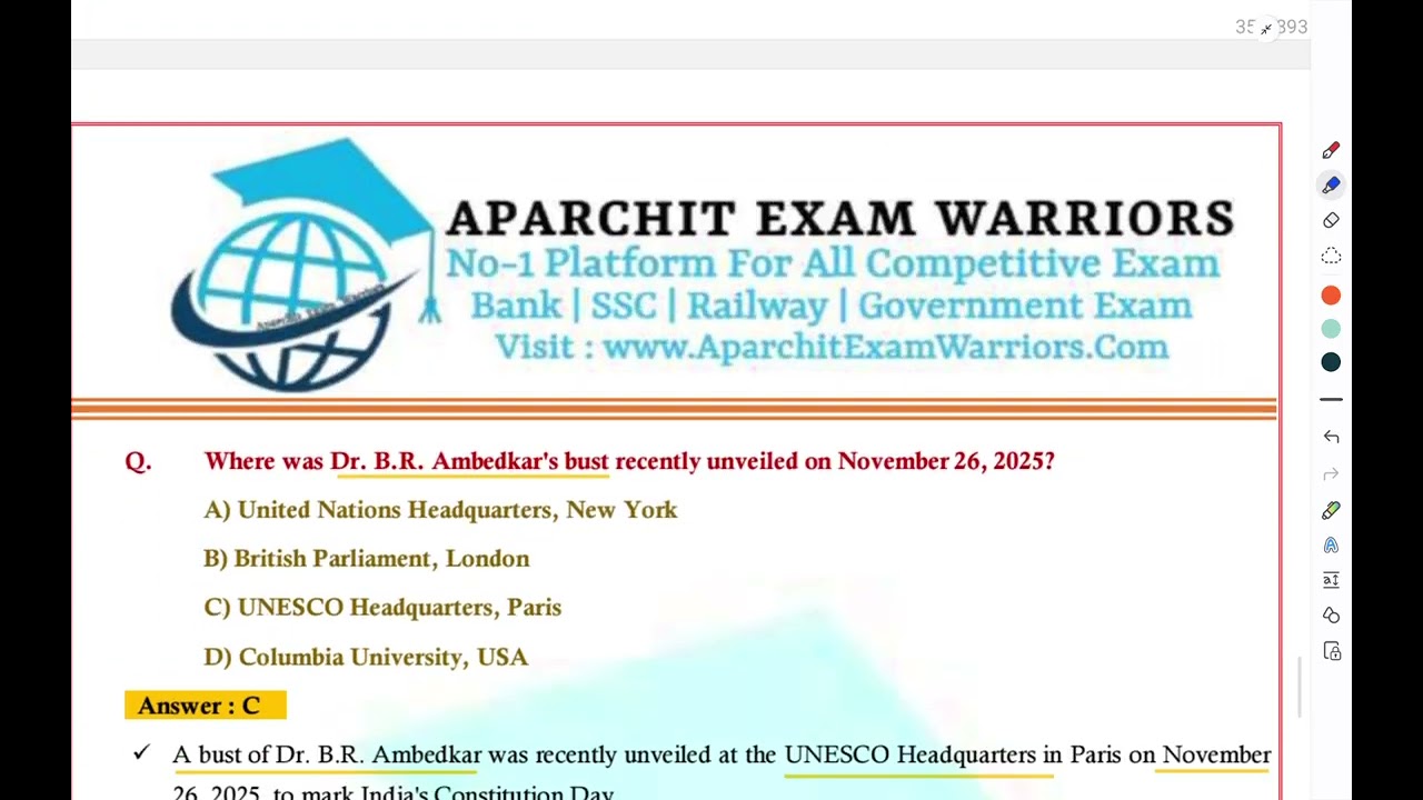 November Month Current Affairs Revision | Part 7