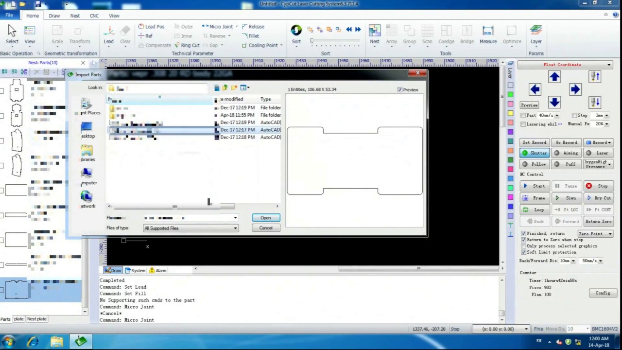 Nesting parts in Cypcut for laser cutting (english)