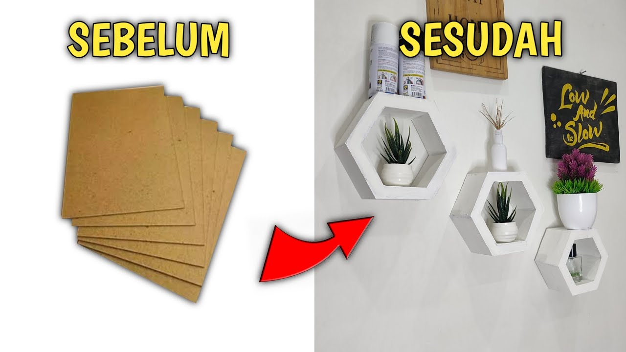 Cara bikin rak dinding hexsagonal / segi enam dari kertas karton low budged mudah bangetttt!!