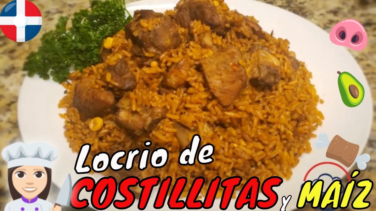 🐷🔴Arroz con COSTILLAS de cerdo y MAÍZ Dominicano/Locrio de costillitas Dominicano🌽. Receta fácil