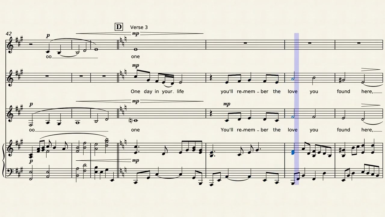 One Day In Your Life - Michael Jackson - arranged for SSA choir and piano