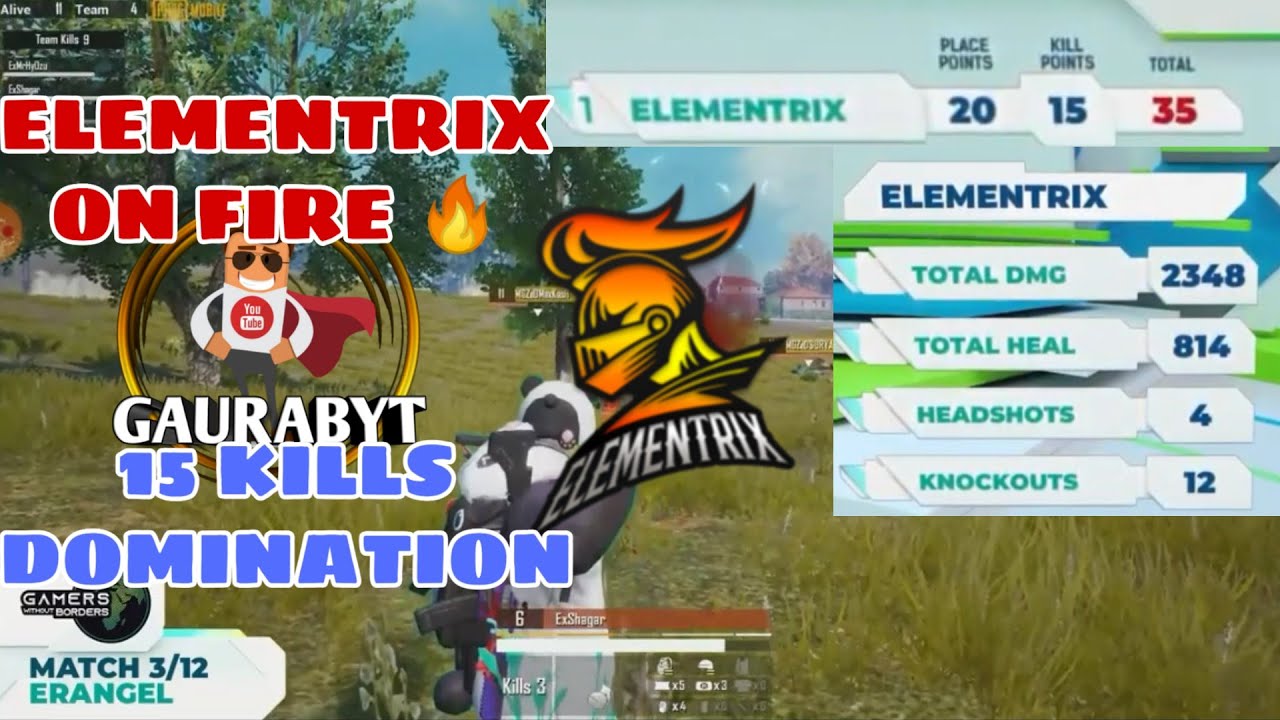 ELEMENTRIX GETTING CHICKEN DINNER || 15 KILLS DOMINATION 🔥 || PUBGM NEPAL - GAURABYT ||