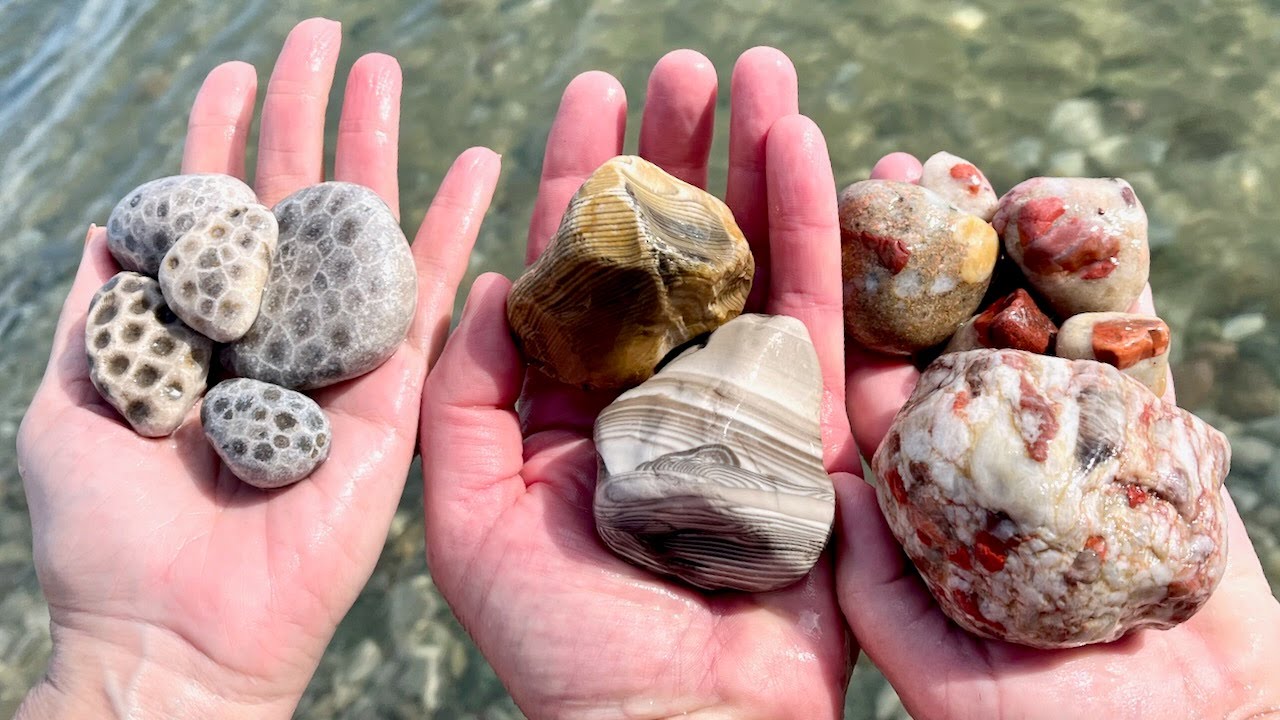 The Most Unusual Puddingstone I Have Ever Found, Plus Amazing Banded Chert and Petoskey Stones