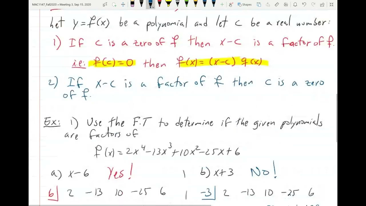 Factor Theorem and Rational Zeros Theorem