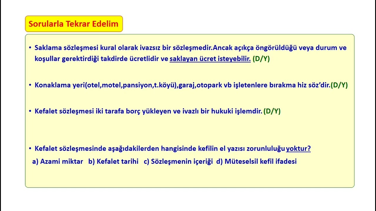 Saklama Kefalet Ve Ölünceye Kadar Bakma Sözleşmeleri