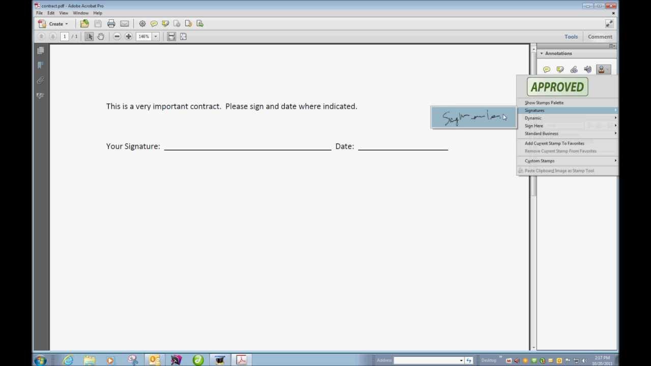 Using Acrobat X to sign a PDF