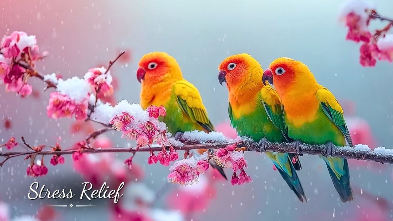 Snowfall and Serenity ❄️ Gentle Piano Music & Bird Sounds to Soothe Your Soul, Enhance Sleep Quality