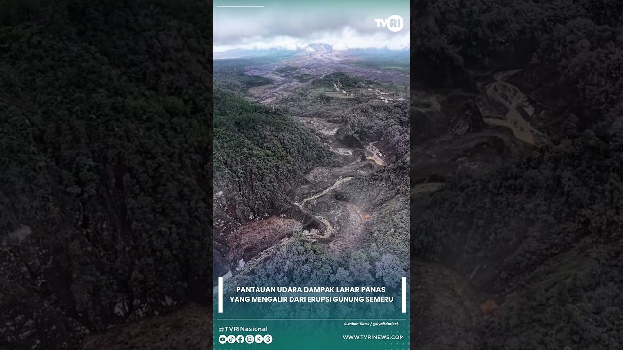 Pantauan Udara Dampak Lahar Panas yang Mengalir Dari Gunung Semeru #ErupsiGunungSemeru #DampakErupsi