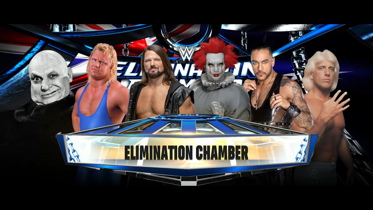 Uncle Fester vs Mr Perfect vs AJ Styles vs Pennywise vs Priest vs Flair   Elimination Chamber from D