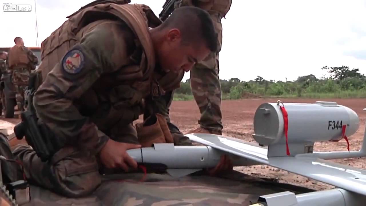 French Troops Launch a  Reconnaissance  Drone in C.A.R.