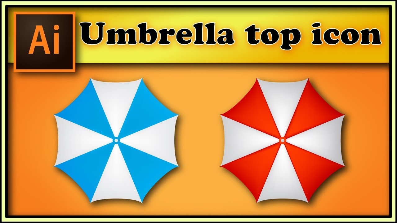 ☂️⛱️🏖️ Umbrella top view,  summer icon - Adobe Illustrator tutorial
