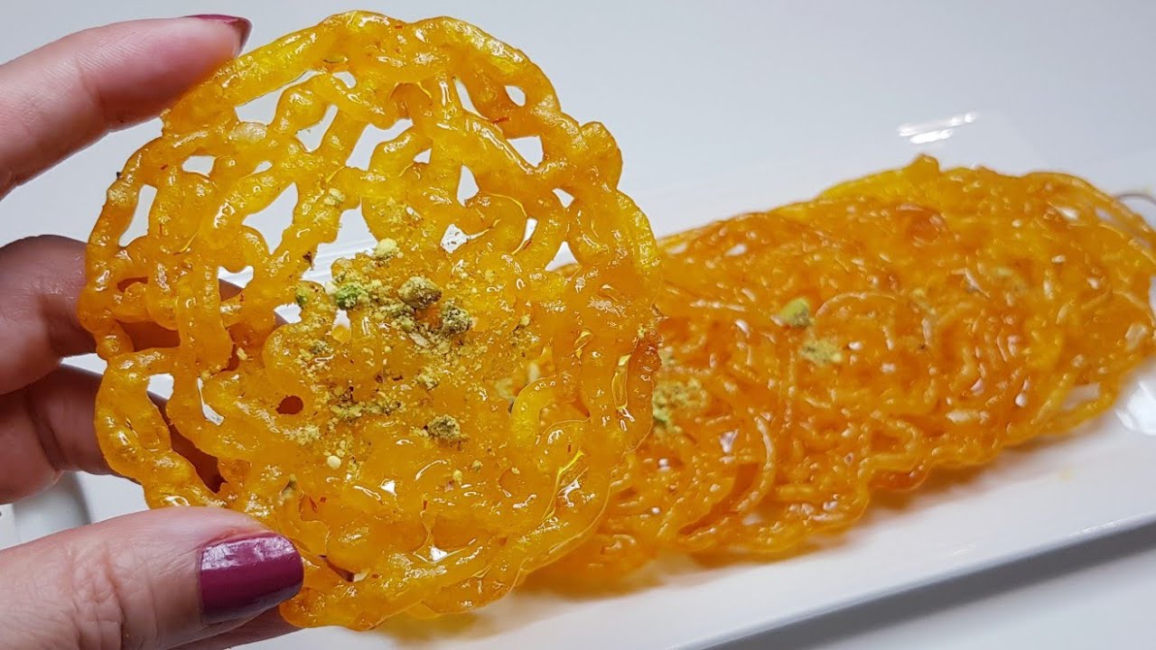 زولبیا ترد و کم‌ شیرین(بدون مخمر، بدون استراحت )، zulbia