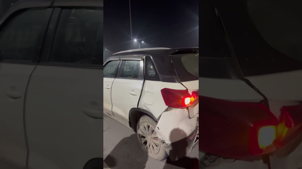 Live accident🥺 #brezza #marutisuzuki #buildquality #modified #live #accident news#dailyshorts