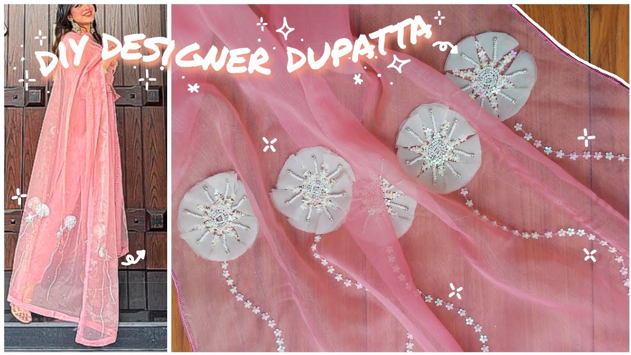 How to make designer dupatta at home✨ | dupatta design idea handmade✨