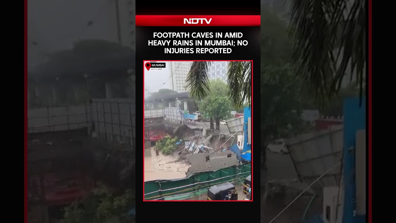 Mumbai Rains | Footpath Caves In Amid Heavy Rains In Bhandup Area, No Injuries Reported
