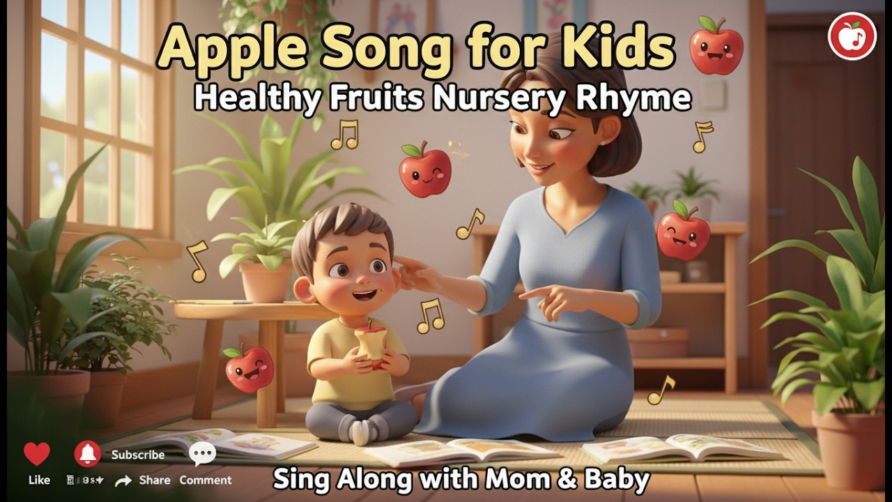 Apple Song for Kids 🍎 | Healthy Fruits Nursery Rhyme | Sing Along with Mom & Baby
