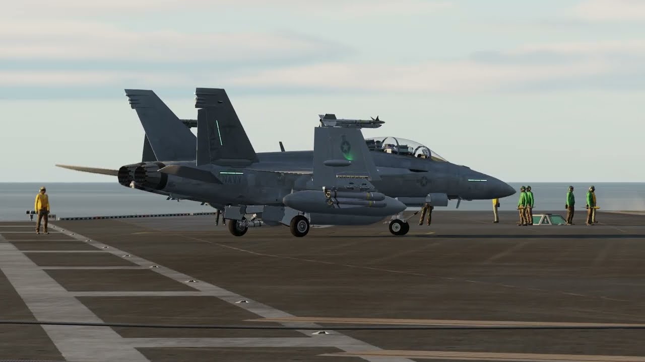 DCS WORLD F/1-18F(MOD)  Aircraft carrier takeoff and landing