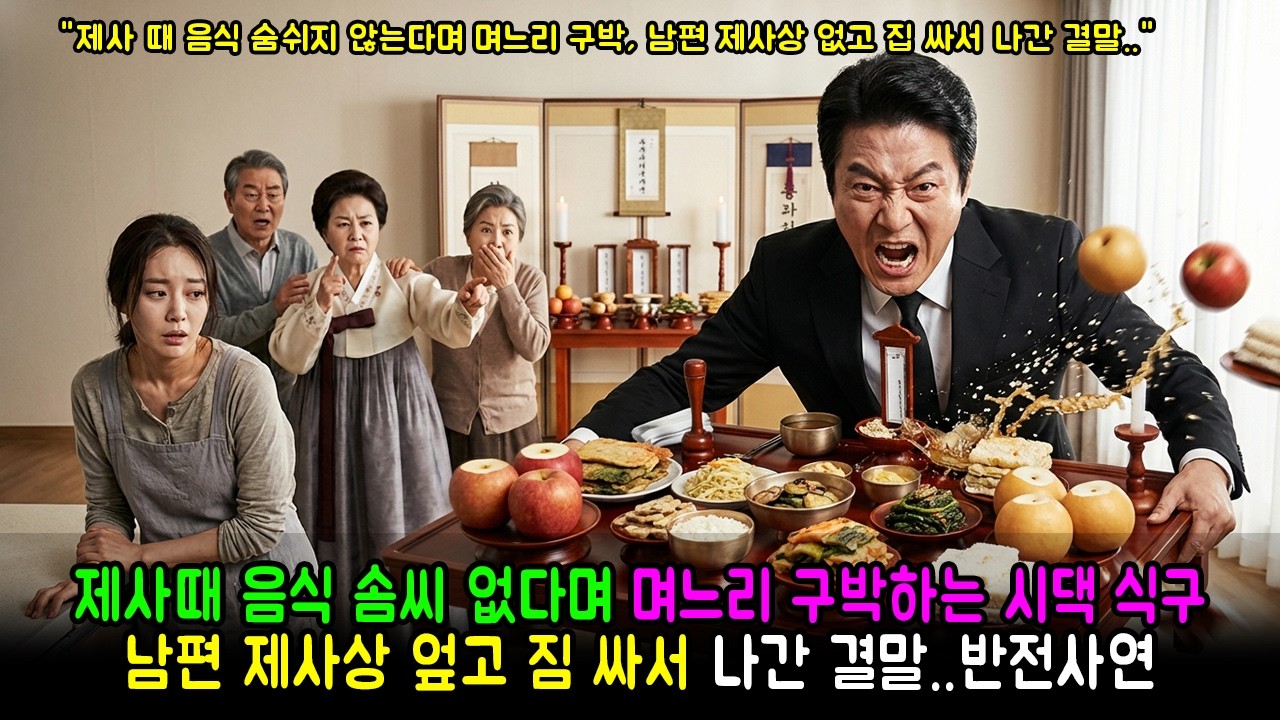 제사때 음식 솜씨 없다며 며느리 구박하는 시댁 식구, 남편 제사상 엎고 짐 싸서 나간 결말..반전사연 | 감동사연 | 노후사연 | 막장사연