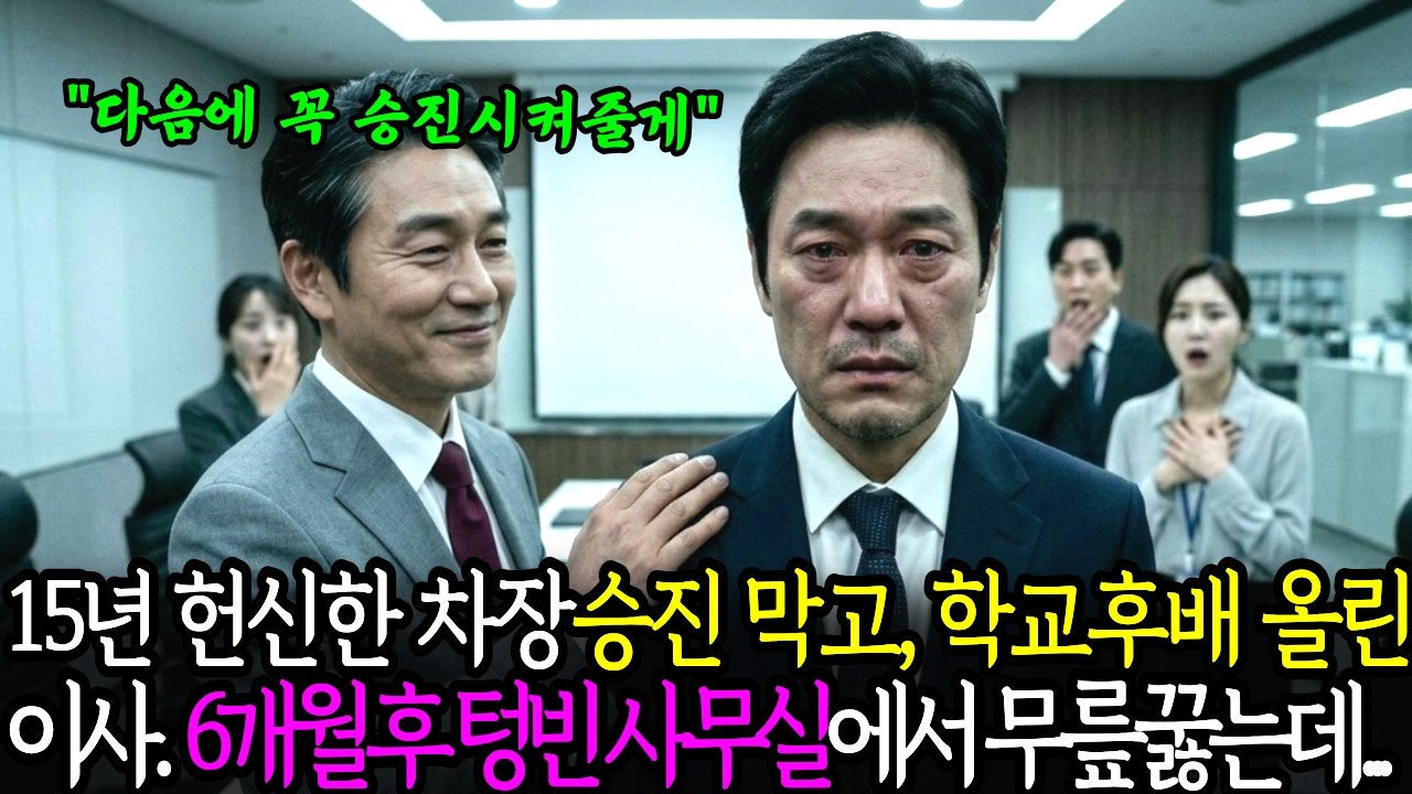 15년 헌신한 차장 승진 취소하고 학교 후배 승진 시킨 이사, 6개월 후 텅 빈 사무실에서 벌어진 충격적인 일