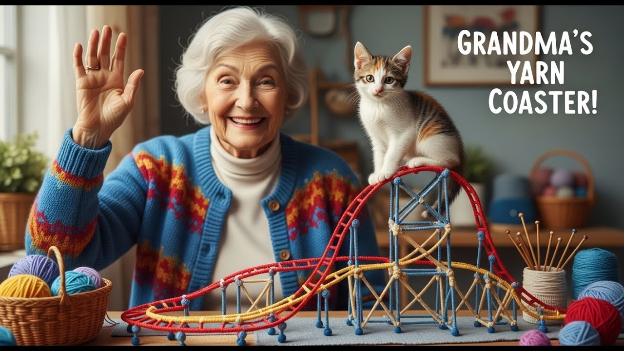 Kitten Turns Grandma’s Knitting Yarn Into A Roller Coaster#FunnyKitten #Grandma#CuteCatVideo