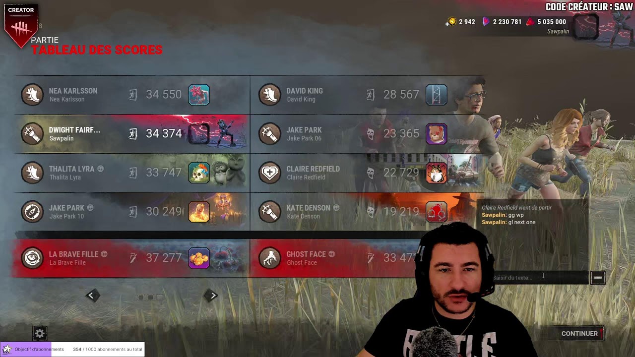 Record de SAVEFLASH !negan | !holy | Stream2K | [FR/PC] #DBDCreator @Sawpalin