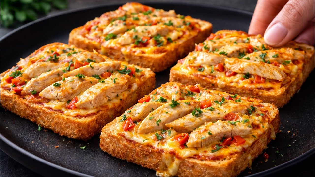 Diesen Toast mache ich jeden Tag! In nur 10 Minuten ist der leckerste Hähnchen-Toast fertig.