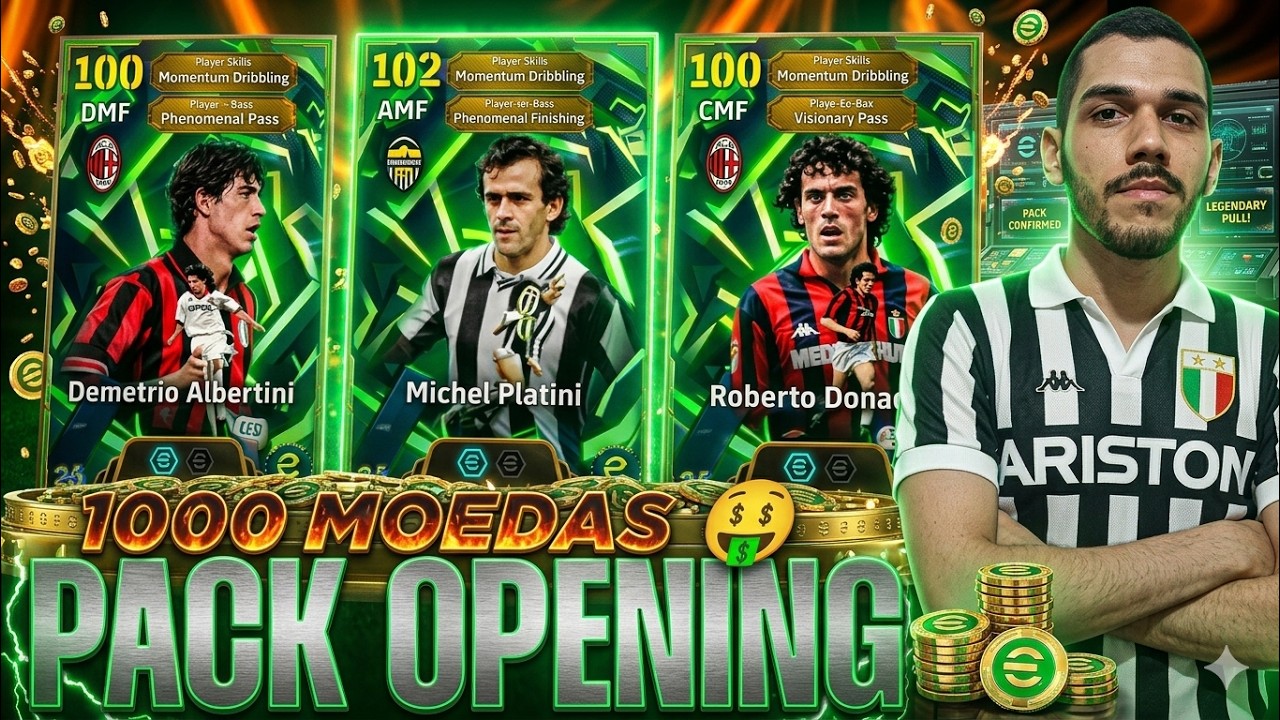GASTEI 1000 MOEDAS 🤑 PACK OPENING na BOX do PLATINI ÉPICO no PRIME 👀 EFOOTBALL 2026 MOBILE
