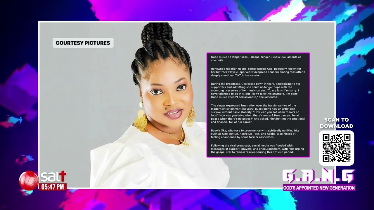 Busola Oke quits gospel music, says quality songs no longer sell | The GANG