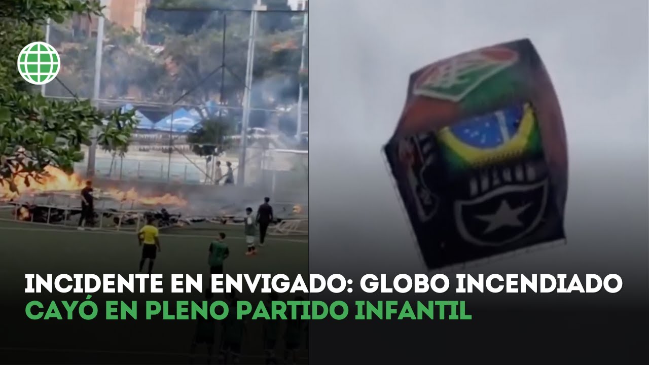 Globo de mecha cayó en cancha de Envigado mientras niños jugaban fútbol