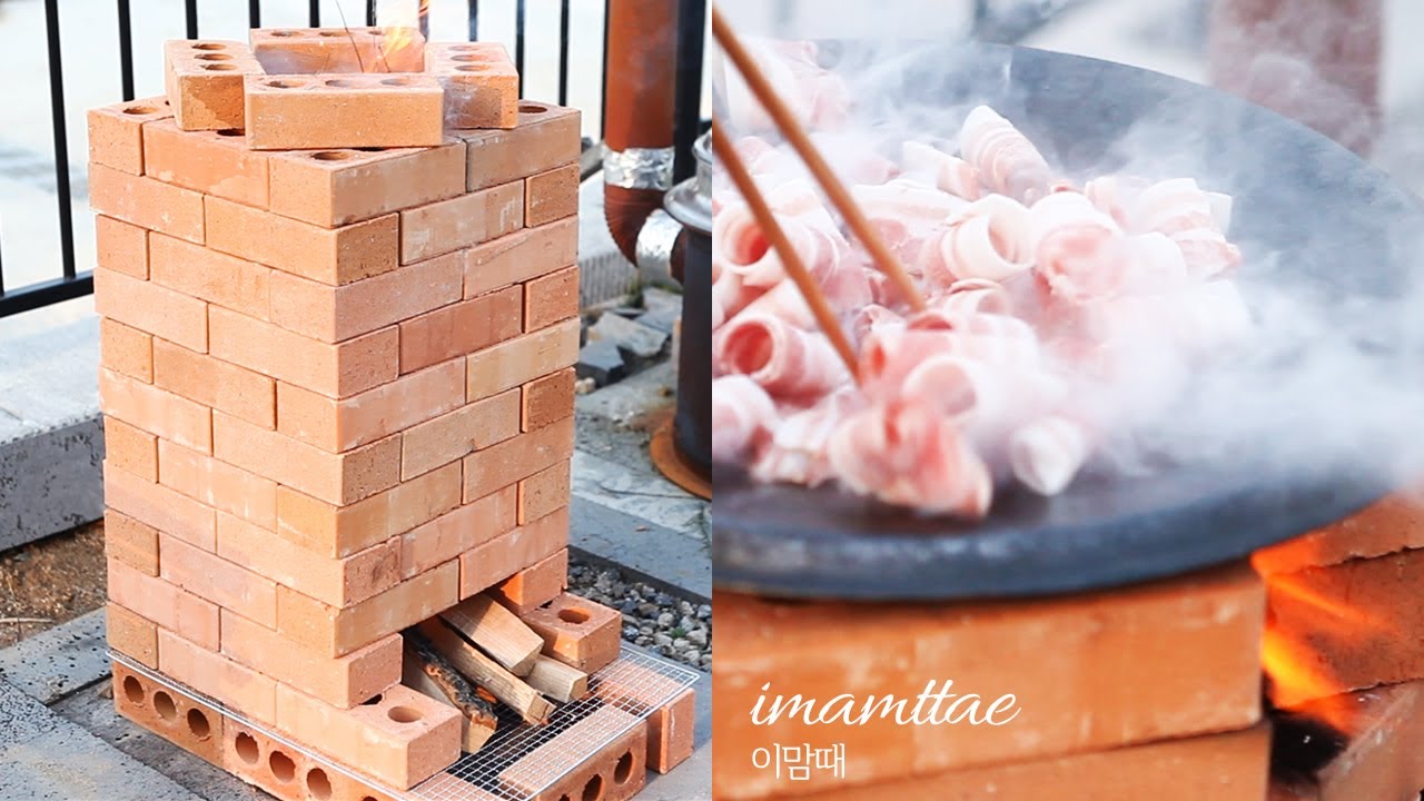 (SUB)🌋#1.벽돌스토브만들기｜전원생활｜솥뚜껑에 대패삼겹살 튀겨(?)먹기!! Brick stove :그냥쌓기만하면되는 쉬운 스토브 만들기!!