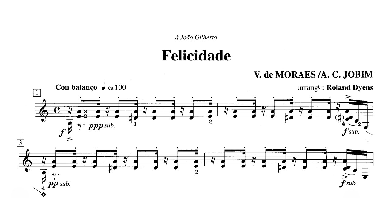 V. de Moraes & A. C. Jobim - Felicidade (Arr. Roland Dyens for Guitar) [Roland Dyens]