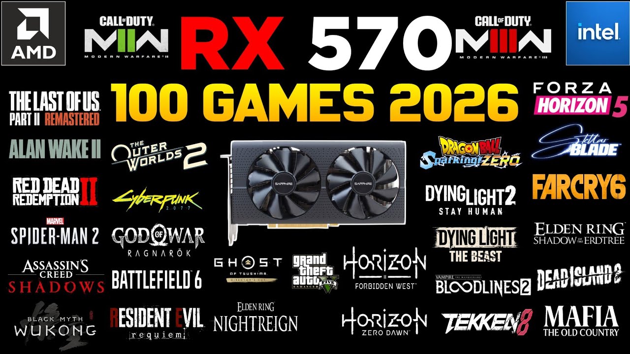 RX 570 4GB 100 gier Benchmark z i7 4790 i 16GB RAM Pełny test wydajności 2026