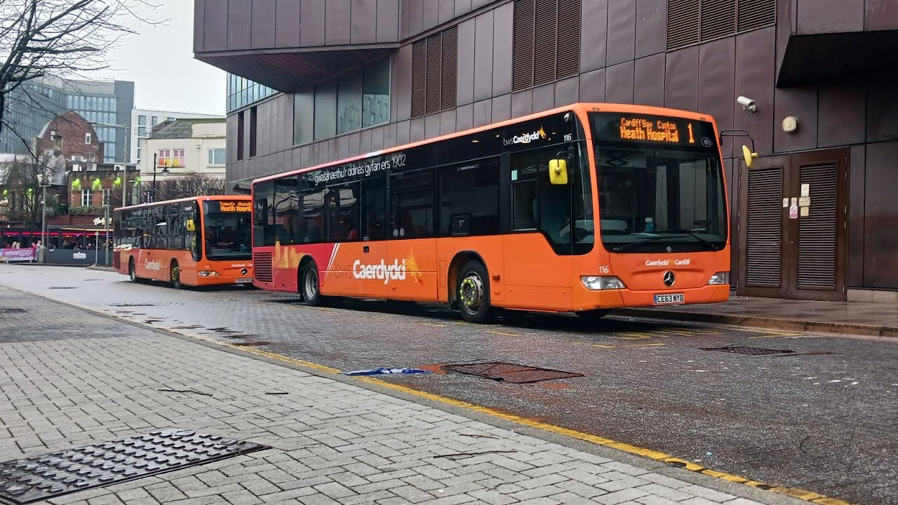 Cardiff bus Mercedes Citaro 0530 (116) on the 1 to Heath hospital. Full bus journey! 