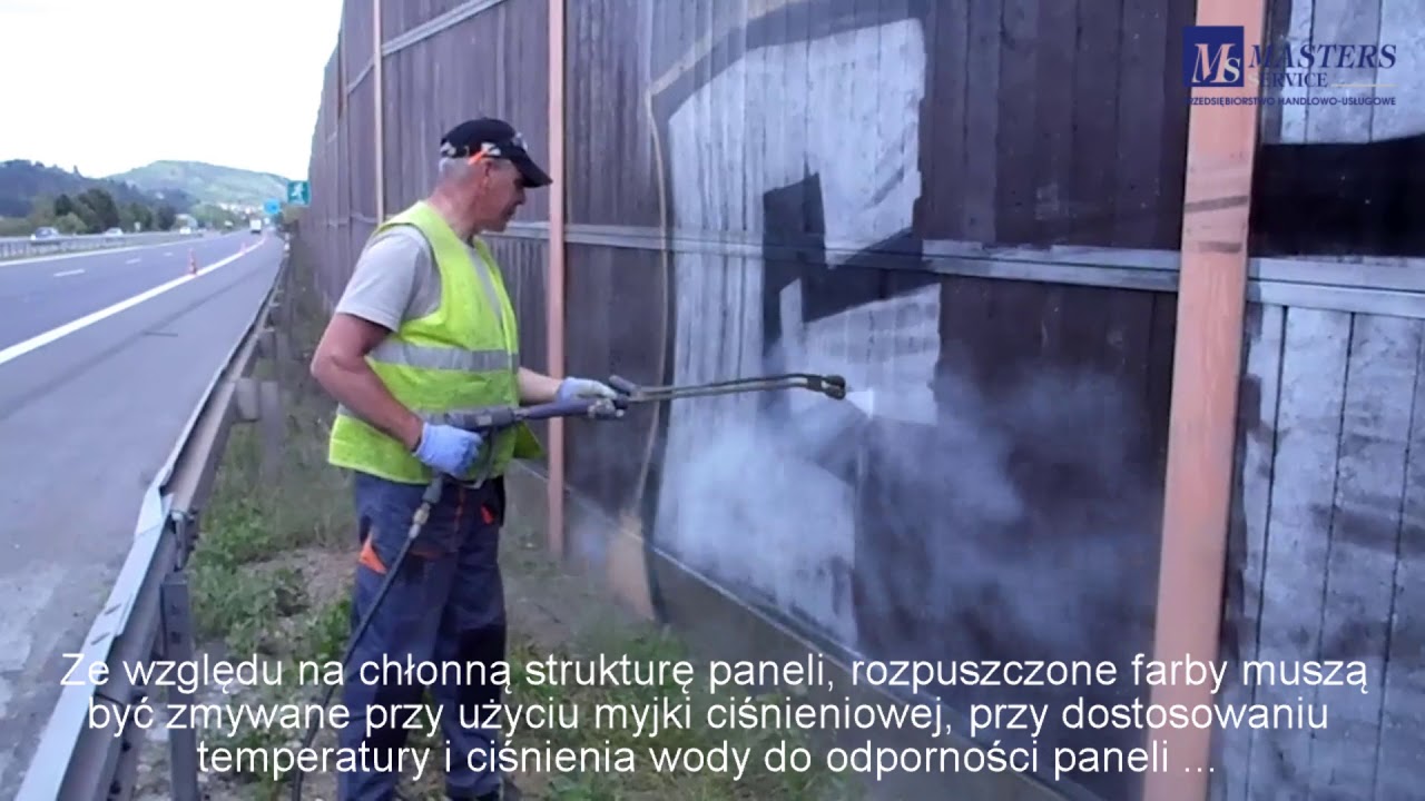 Usuwanie graffiti   drewniany ekran   AGS 2+ i AGS 65