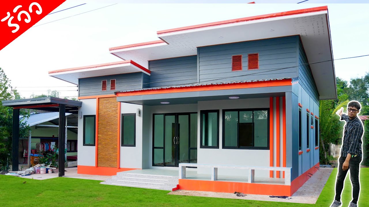 บ้านโมเดิร์น  3ห้องนอน 2ห้องน้ำ 1โถง 1ครัว 1เฉลียง 1โรงจอดรถ 100 ตร.ม. ราคาไม่ถึงล้าน